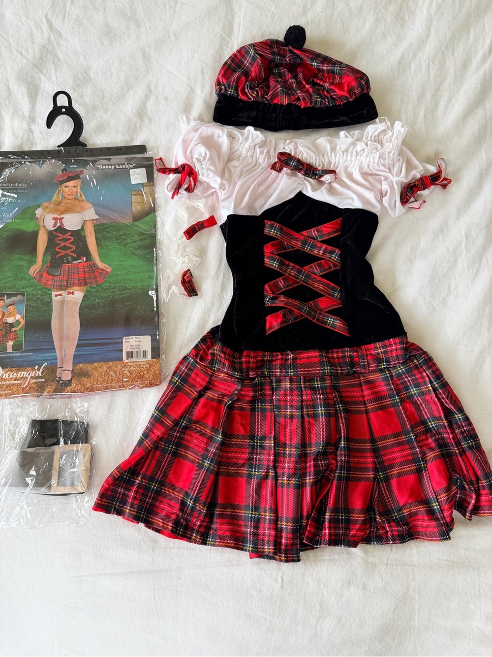 NWT ❤️ Dreamgirl Sassy Lassie Scottish Schoolgirl Halloween Cosplay Skirt Set